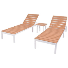 Solsängar 2 st med bord aluminium och WPC vit och brun