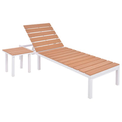 Solsängar 2 st med bord aluminium och WPC vit och brun