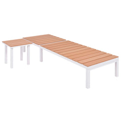 Solsängar 2 st med bord aluminium och WPC vit och brun