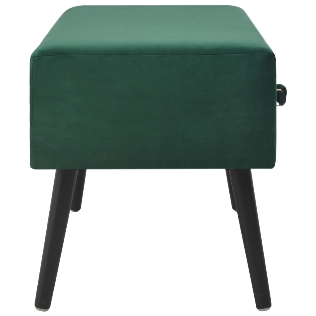 Bänk med lådor 80 cm grön sammet