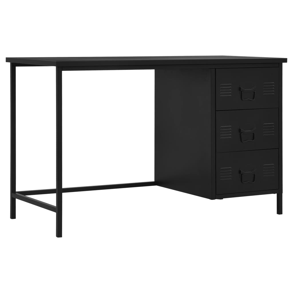 Skrivbord med lådor industriell svart 120x55x75 cm stål