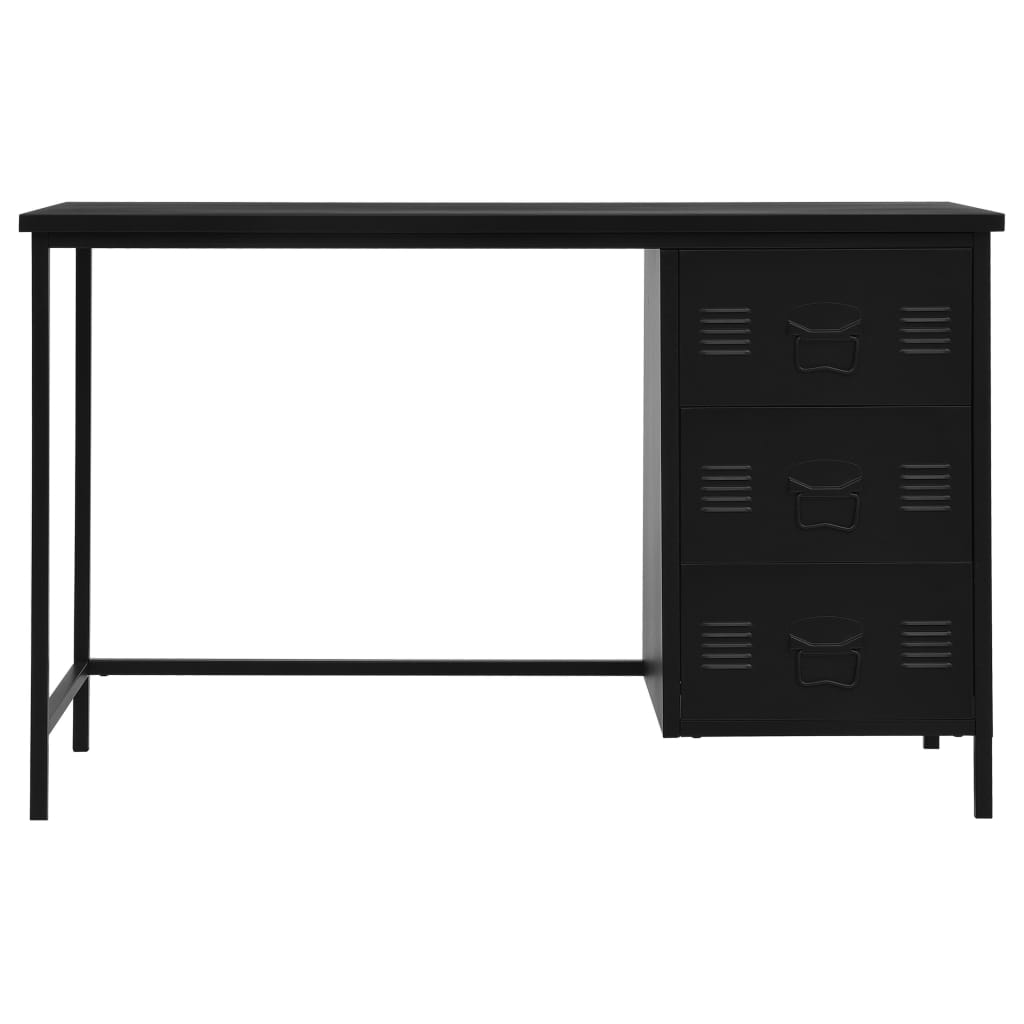Skrivbord med lådor industriell svart 120x55x75 cm stål