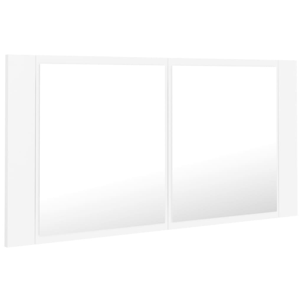 Spegelskåp med LED vit 90x12x45 cm akryl
