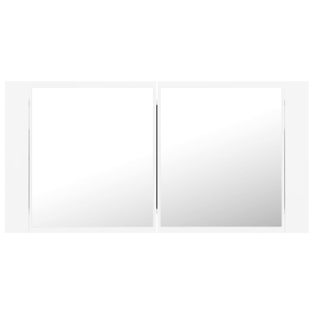 Spegelskåp med LED vit 90x12x45 cm akryl