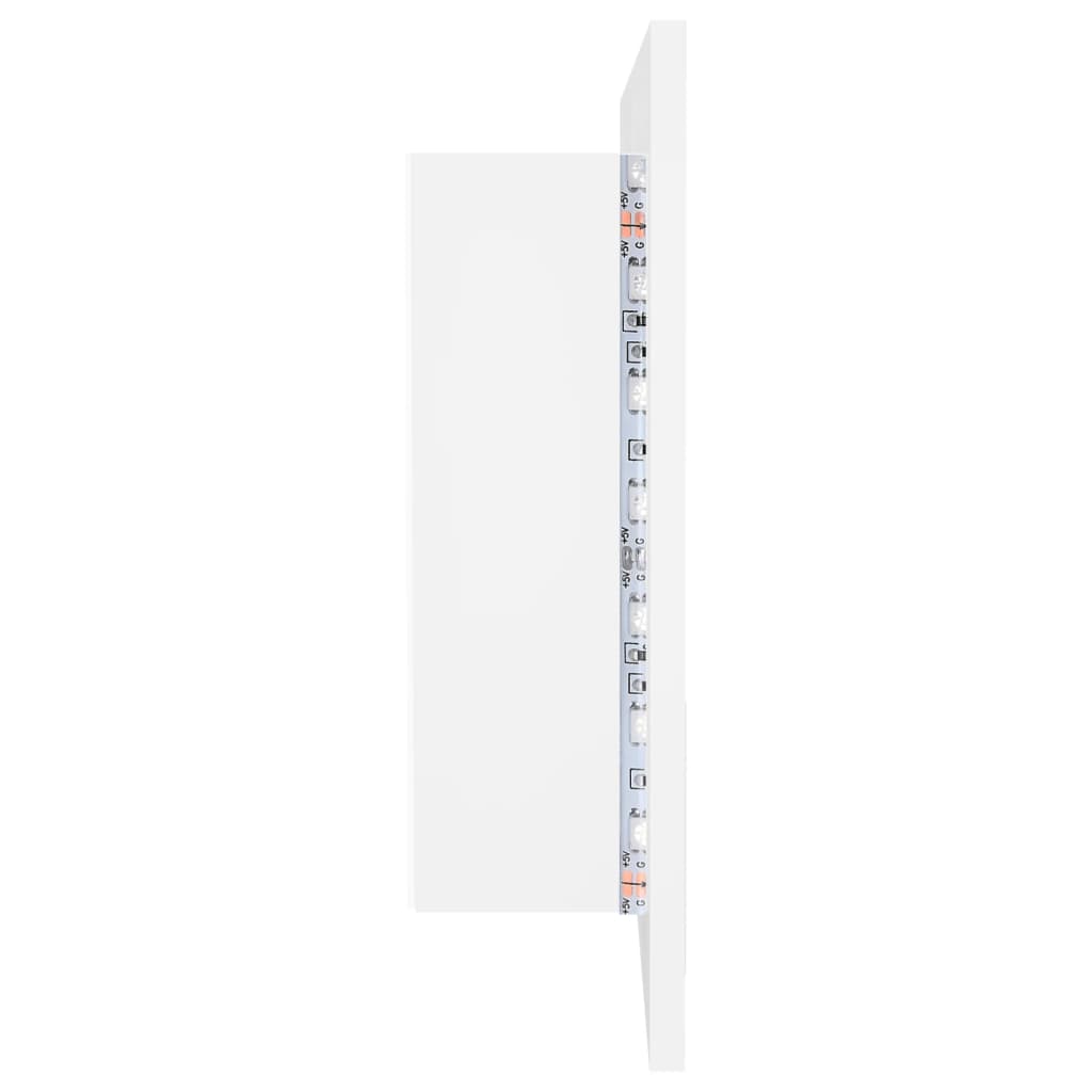 Spegelskåp med LED vit 90x12x45 cm akryl