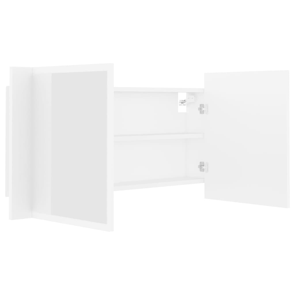 Spegelskåp med LED vit 90x12x45 cm akryl