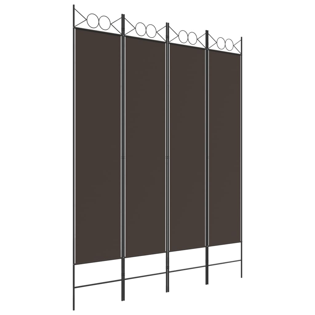 Rumsavdelare 4 paneler brun 160x200 cm tyg