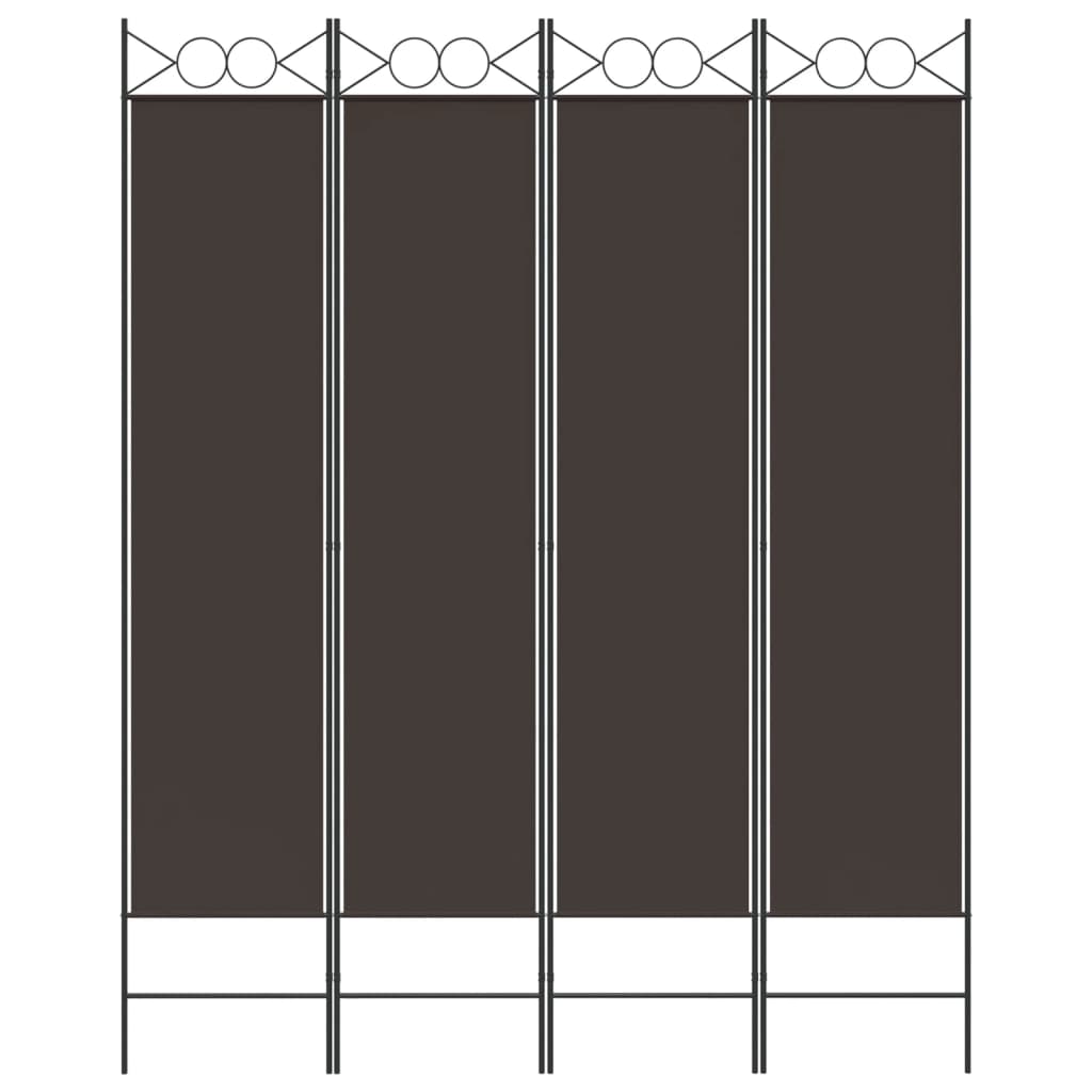 Rumsavdelare 4 paneler brun 160x200 cm tyg