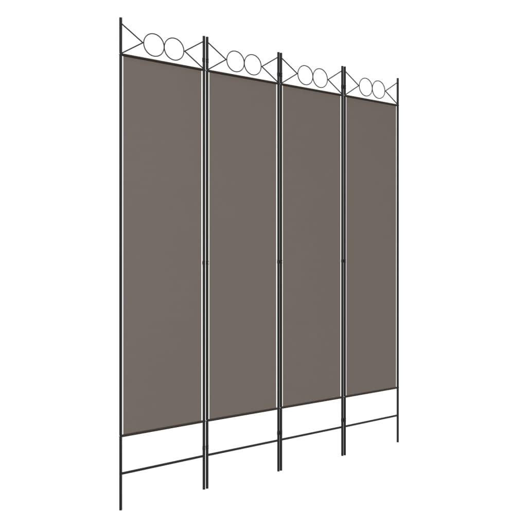 Rumsavdelare 4 paneler antracit 160x200 cm tyg