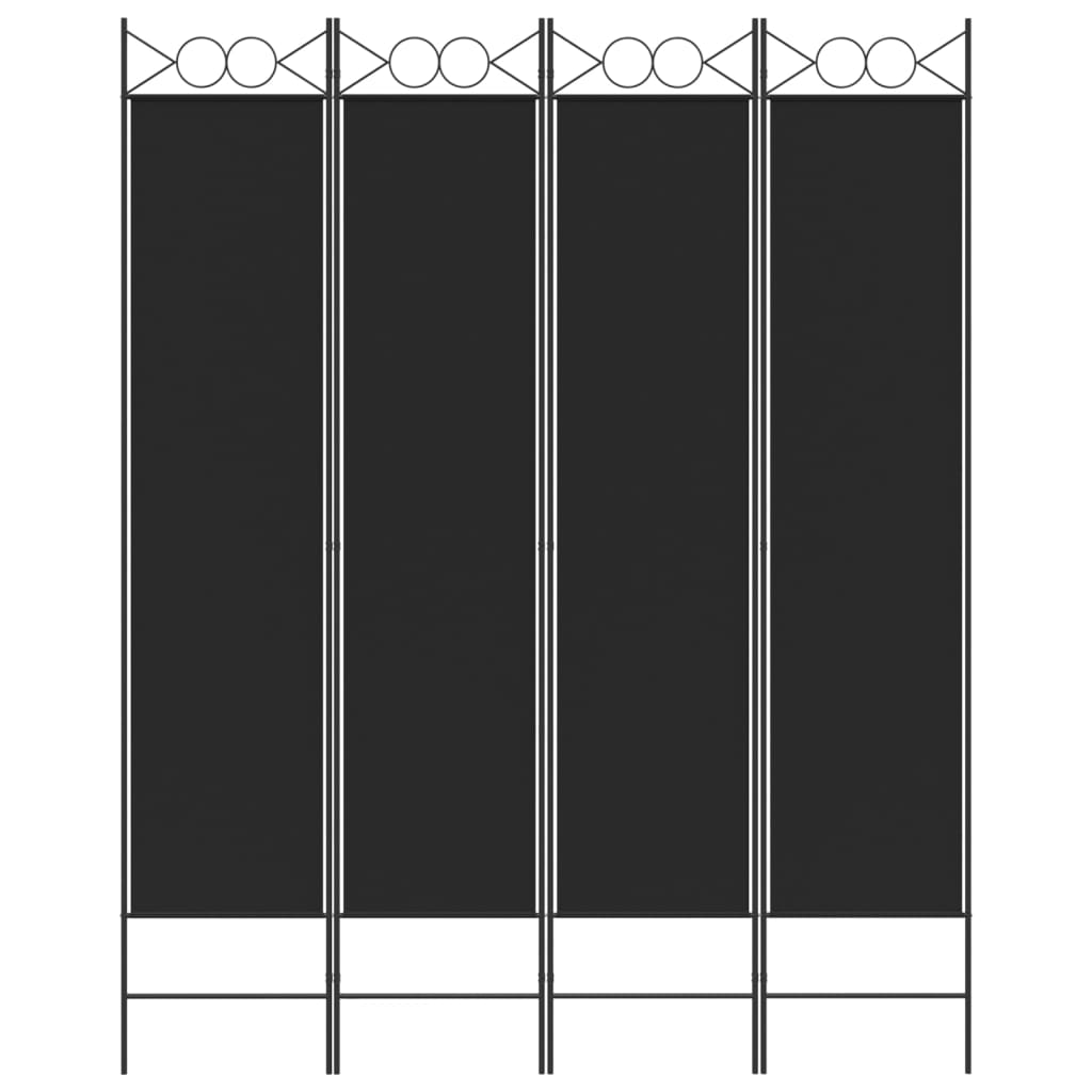 Rumsavdelare 4 paneler svart 160x200 cm tyg