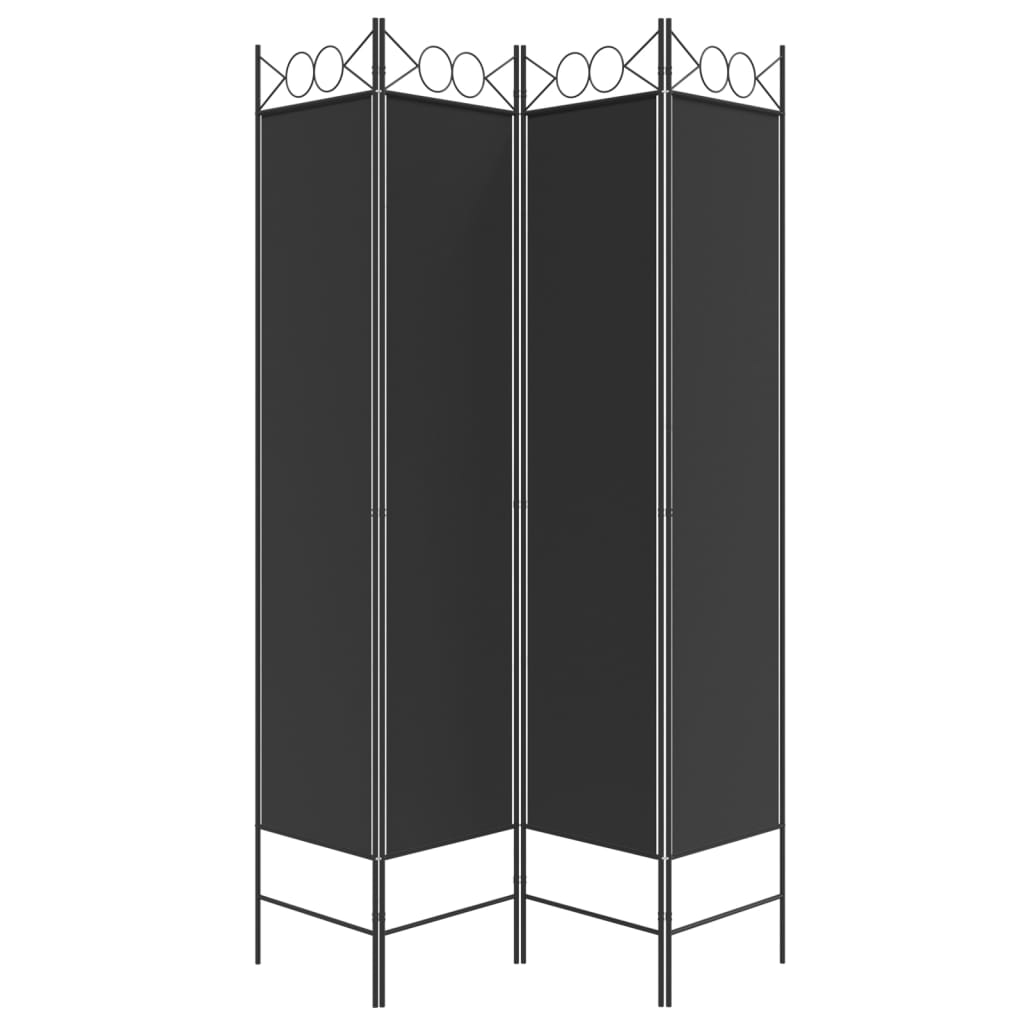 Rumsavdelare 4 paneler svart 160x200 cm tyg