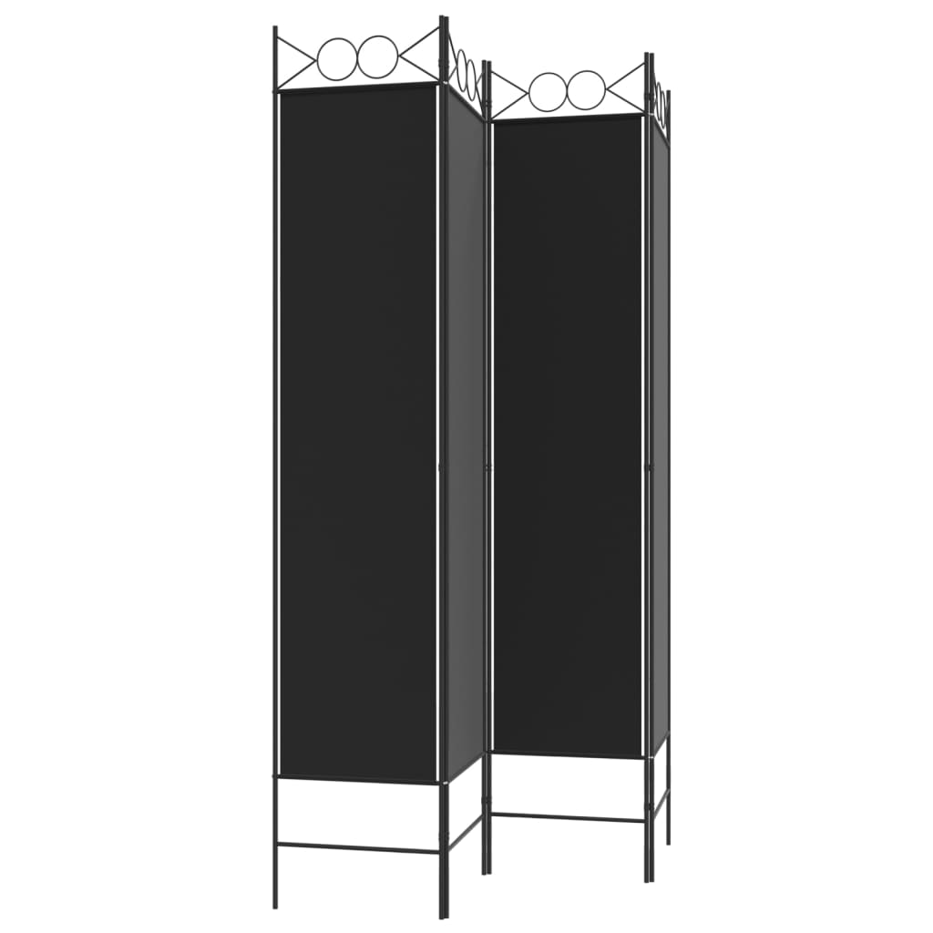 Rumsavdelare 4 paneler svart 160x200 cm tyg