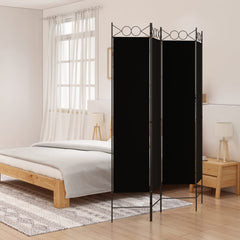 Rumsavdelare 4 paneler svart 160x200 cm tyg