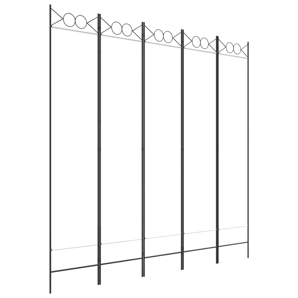 Rumsavdelare 5 paneler vit 200x200 cm tyg