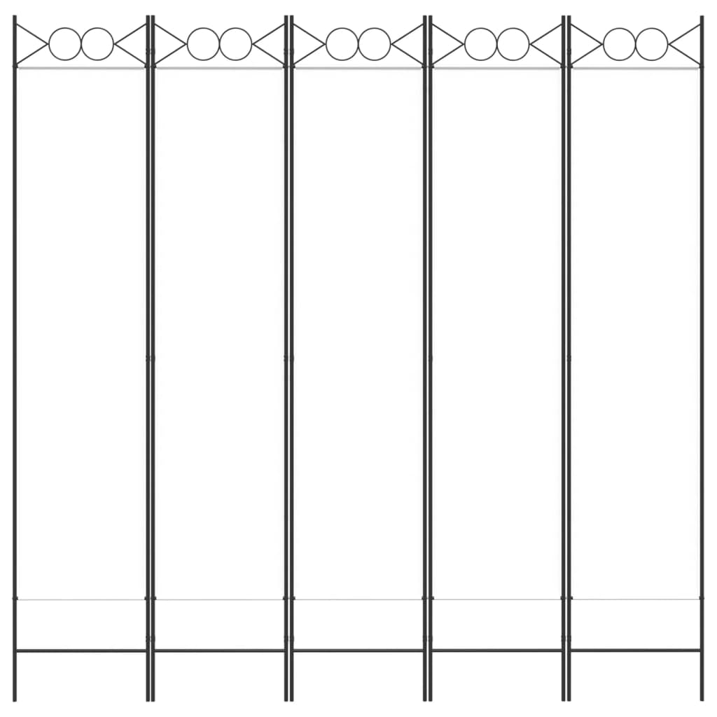 Rumsavdelare 5 paneler vit 200x200 cm tyg