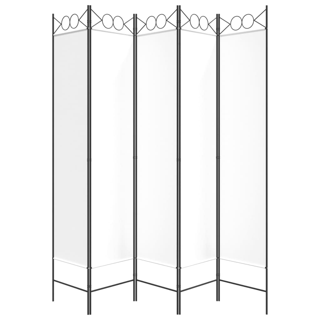Rumsavdelare 5 paneler vit 200x200 cm tyg