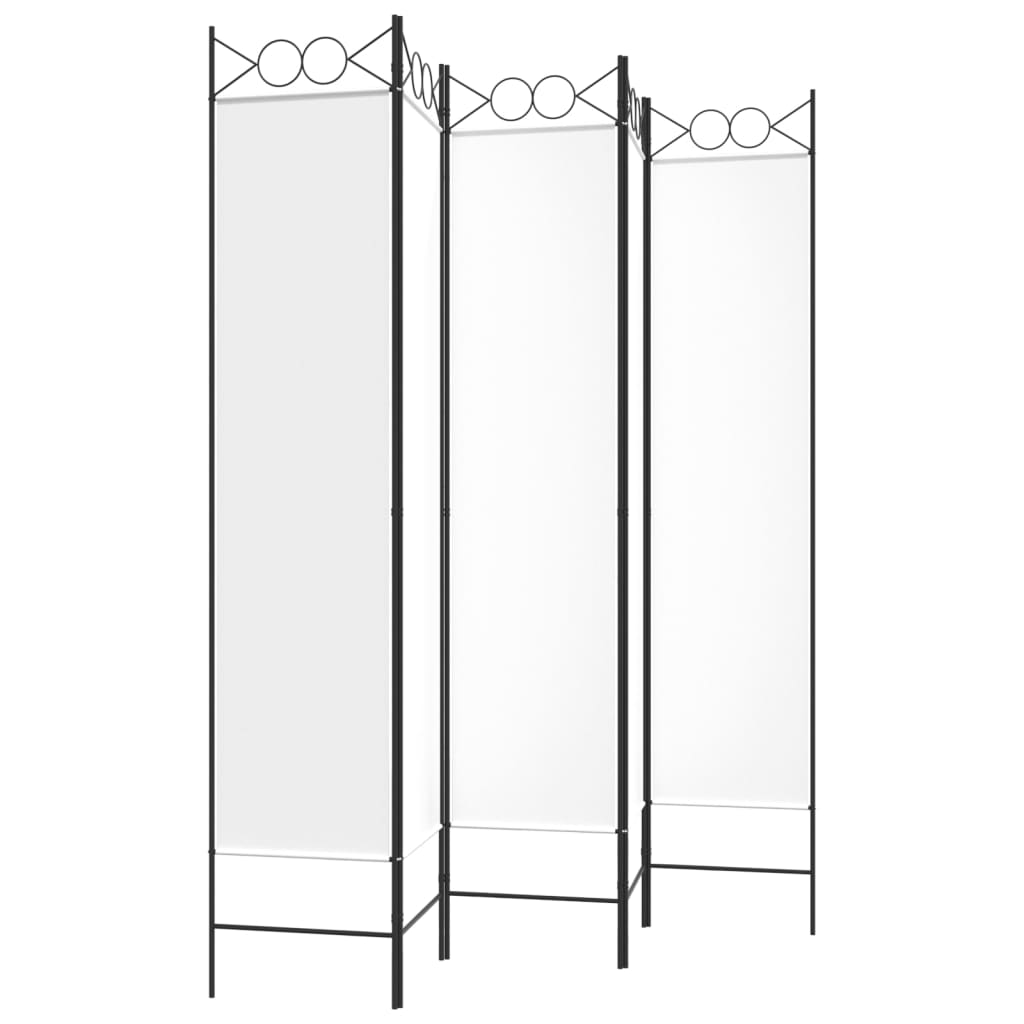 Rumsavdelare 5 paneler vit 200x200 cm tyg