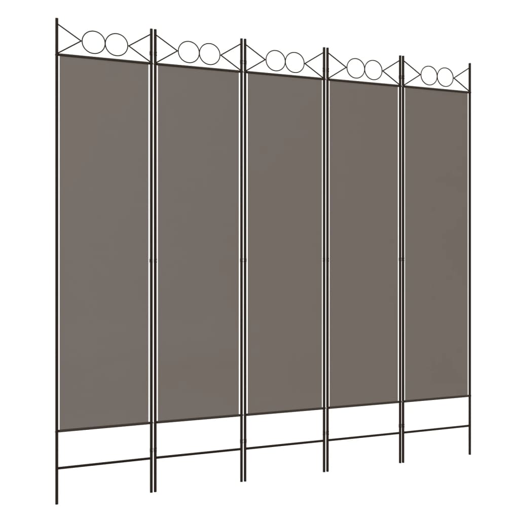 Rumsavdelare 5 paneler antracit 200x200 cm tyg