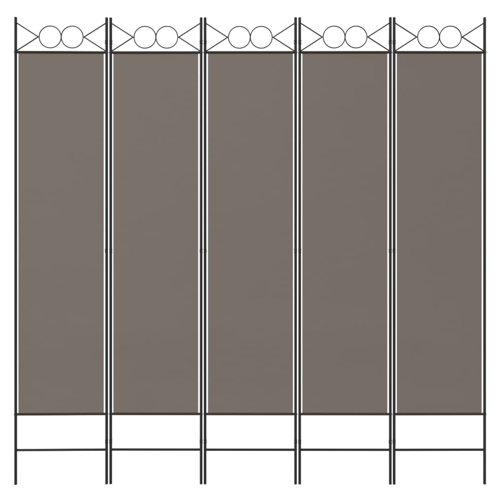 Rumsavdelare 5 paneler antracit 200x200 cm tyg