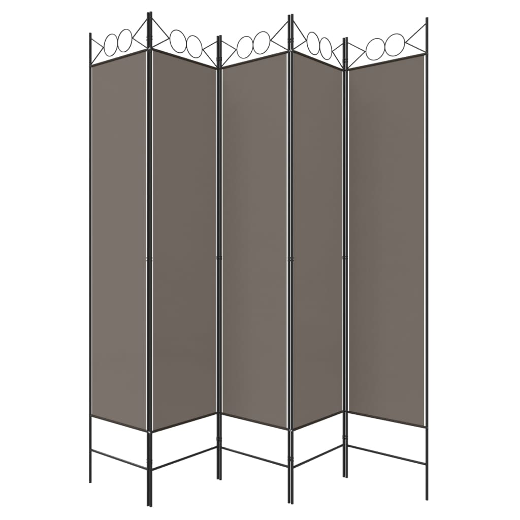 Rumsavdelare 5 paneler antracit 200x200 cm tyg