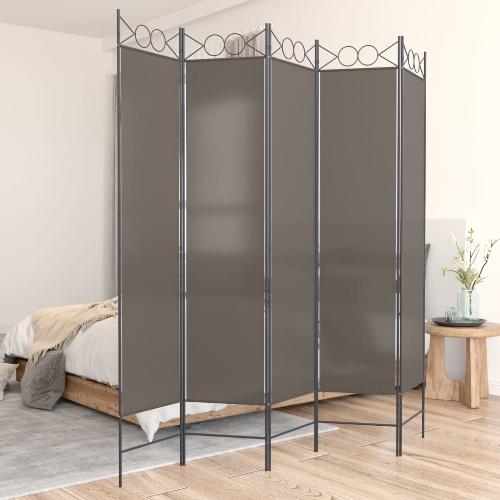Rumsavdelare 5 paneler antracit 200x200 cm tyg