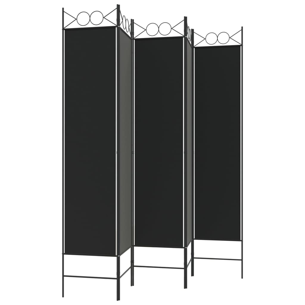 Rumsavdelare 5 paneler svart 200x200 cm tyg