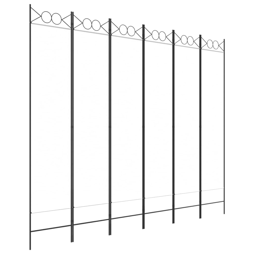 Rumsavdelare 6 paneler vit 240x200 cm tyg