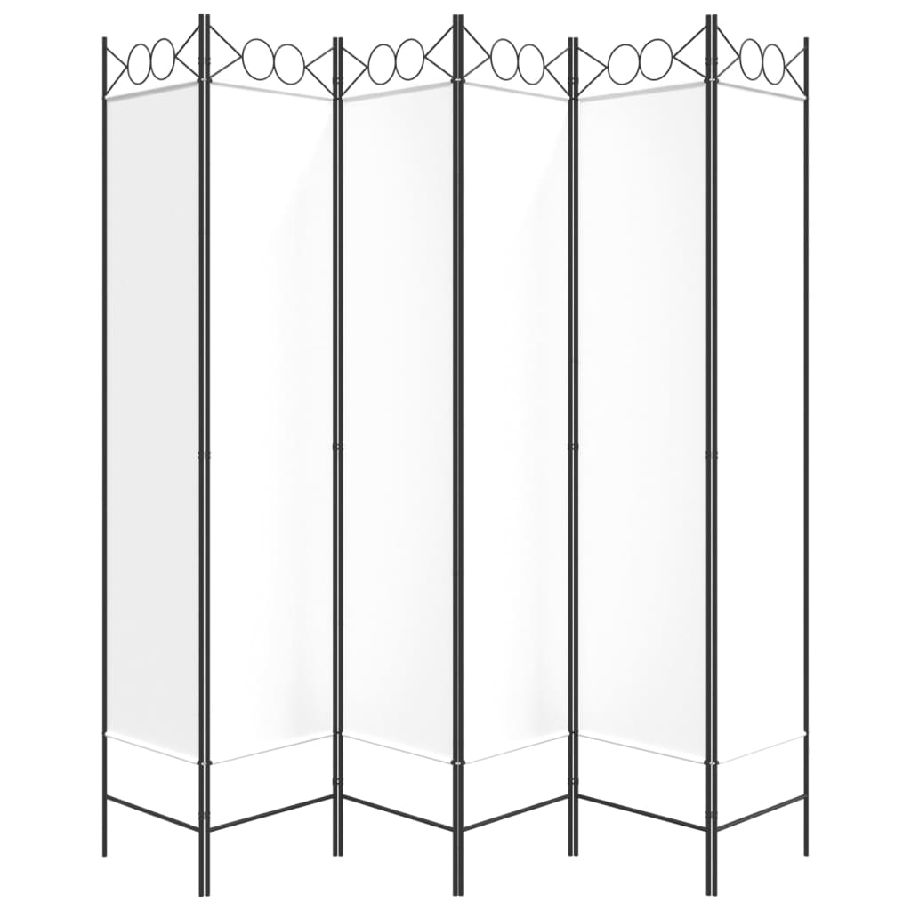 Rumsavdelare 6 paneler vit 240x200 cm tyg
