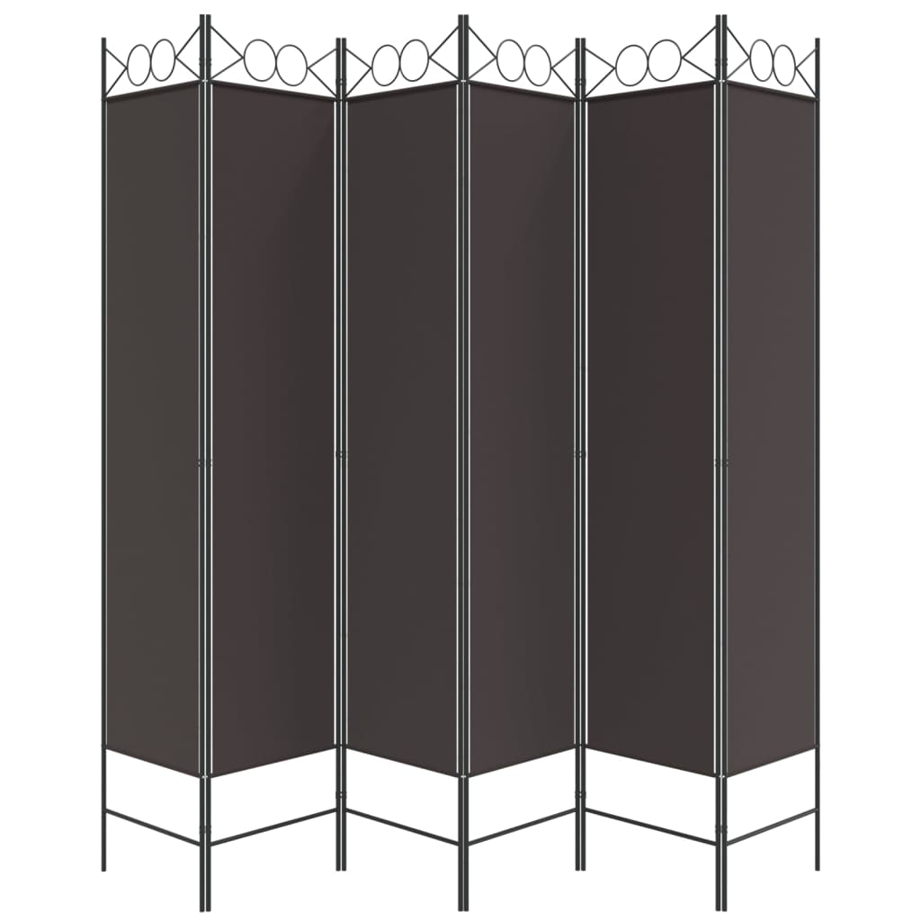 Rumsavdelare 6 paneler brun 240x200 cm tyg
