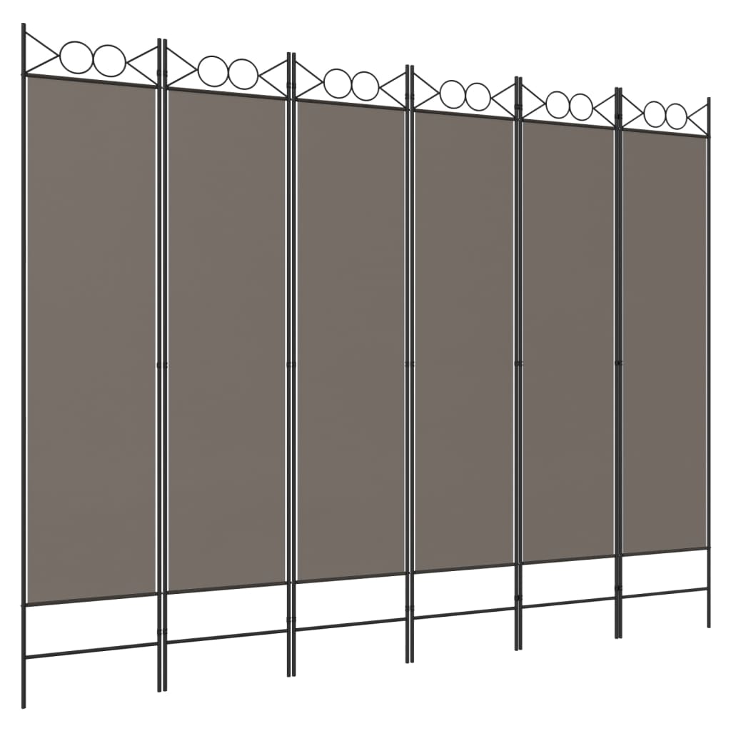 Rumsavdelare 6 paneler antracit 240x200 cm tyg