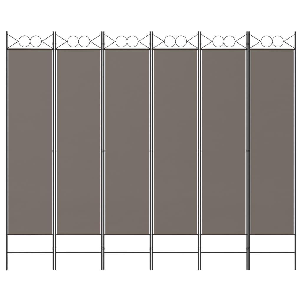 Rumsavdelare 6 paneler antracit 240x200 cm tyg