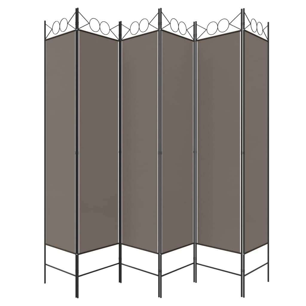 Rumsavdelare 6 paneler antracit 240x200 cm tyg