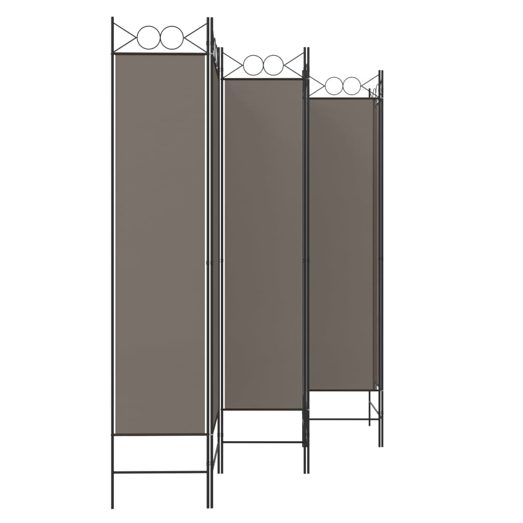 Rumsavdelare 6 paneler antracit 240x200 cm tyg