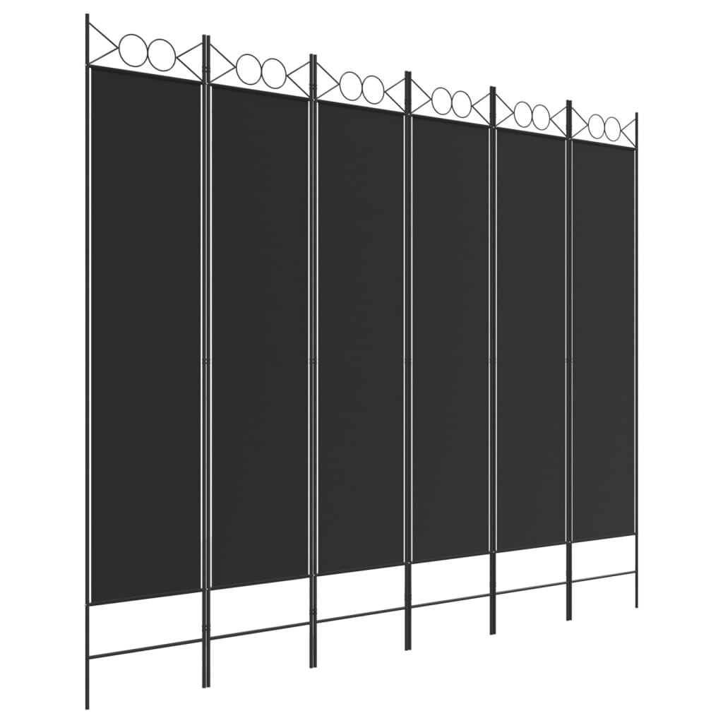 Rumsavdelare 6 paneler svart 240x200 cm tyg