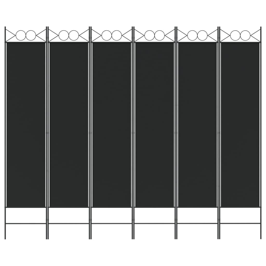 Rumsavdelare 6 paneler svart 240x200 cm tyg
