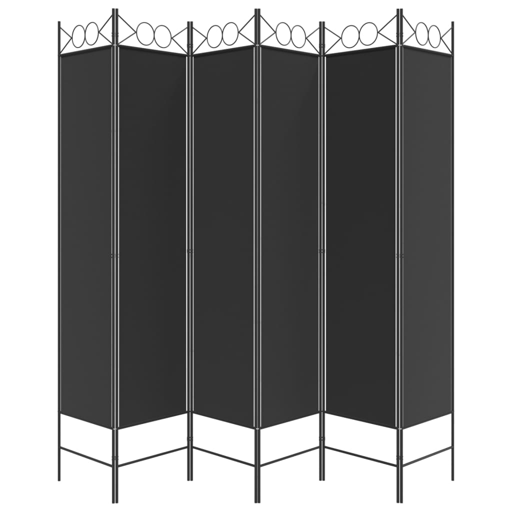 Rumsavdelare 6 paneler svart 240x200 cm tyg