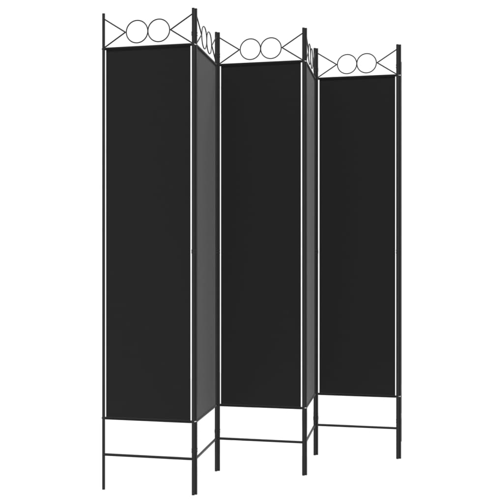 Rumsavdelare 6 paneler svart 240x200 cm tyg