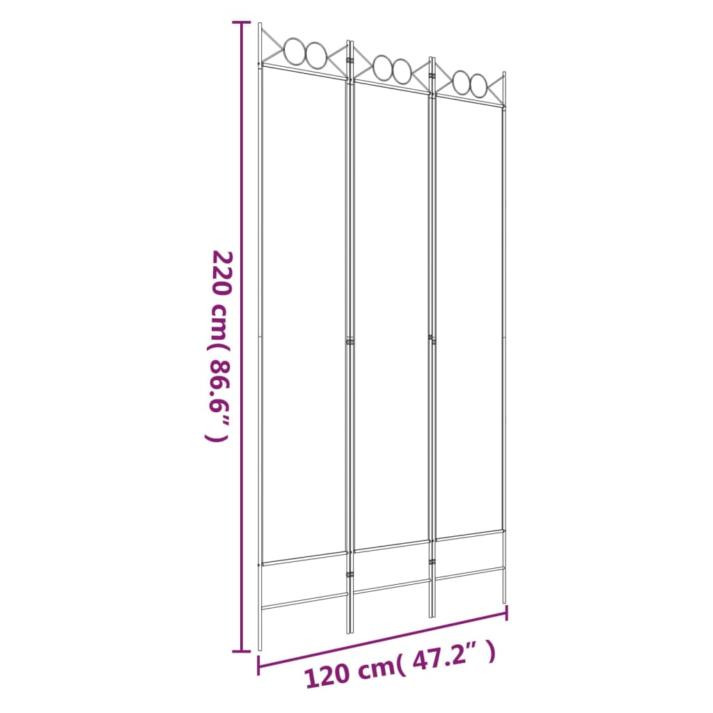 Rumsavdelare 3 paneler brun 120x220 cm tyg
