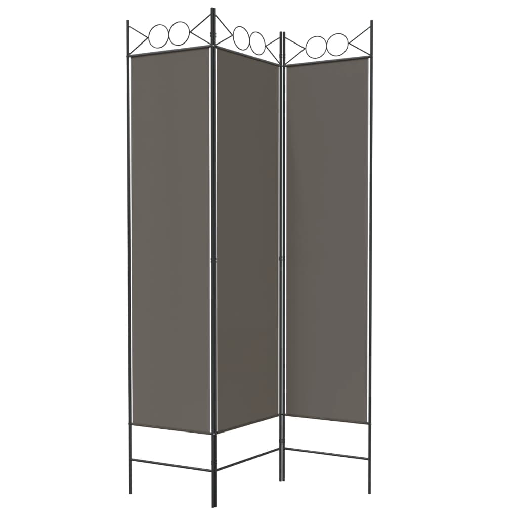Rumsavdelare 3 paneler antracit 120x220 cm tyg