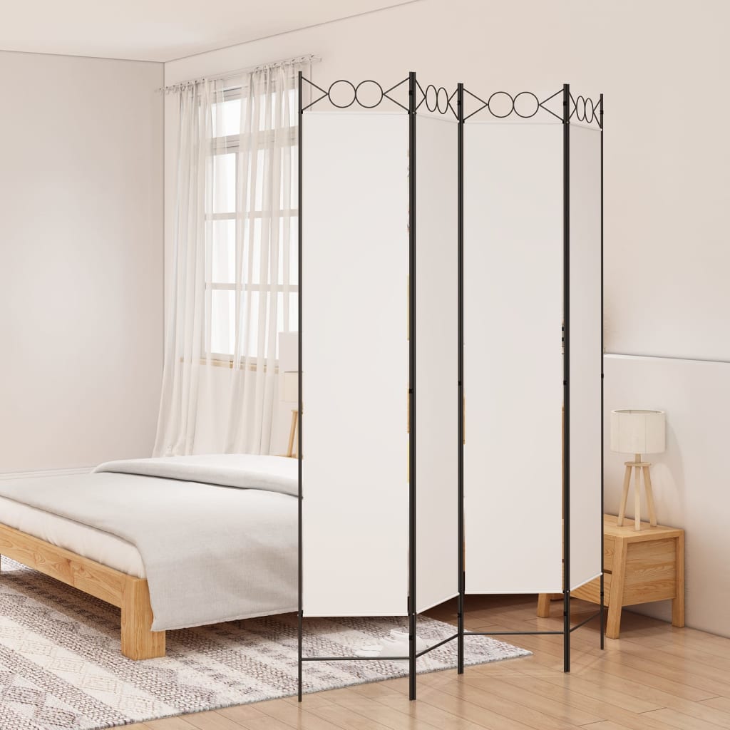 Rumsavdelare 4 paneler vit 120x220 cm tyg