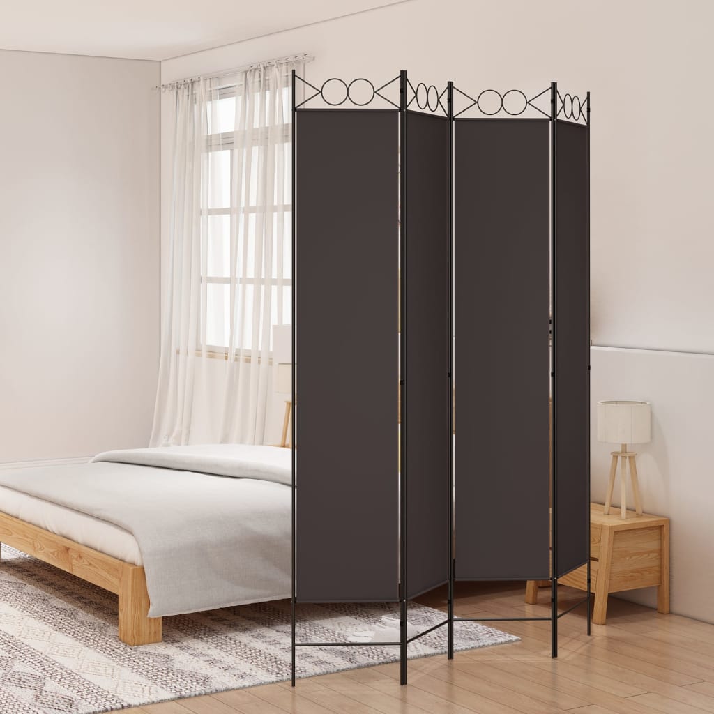 Rumsavdelare 4 paneler brun 120x220 cm tyg