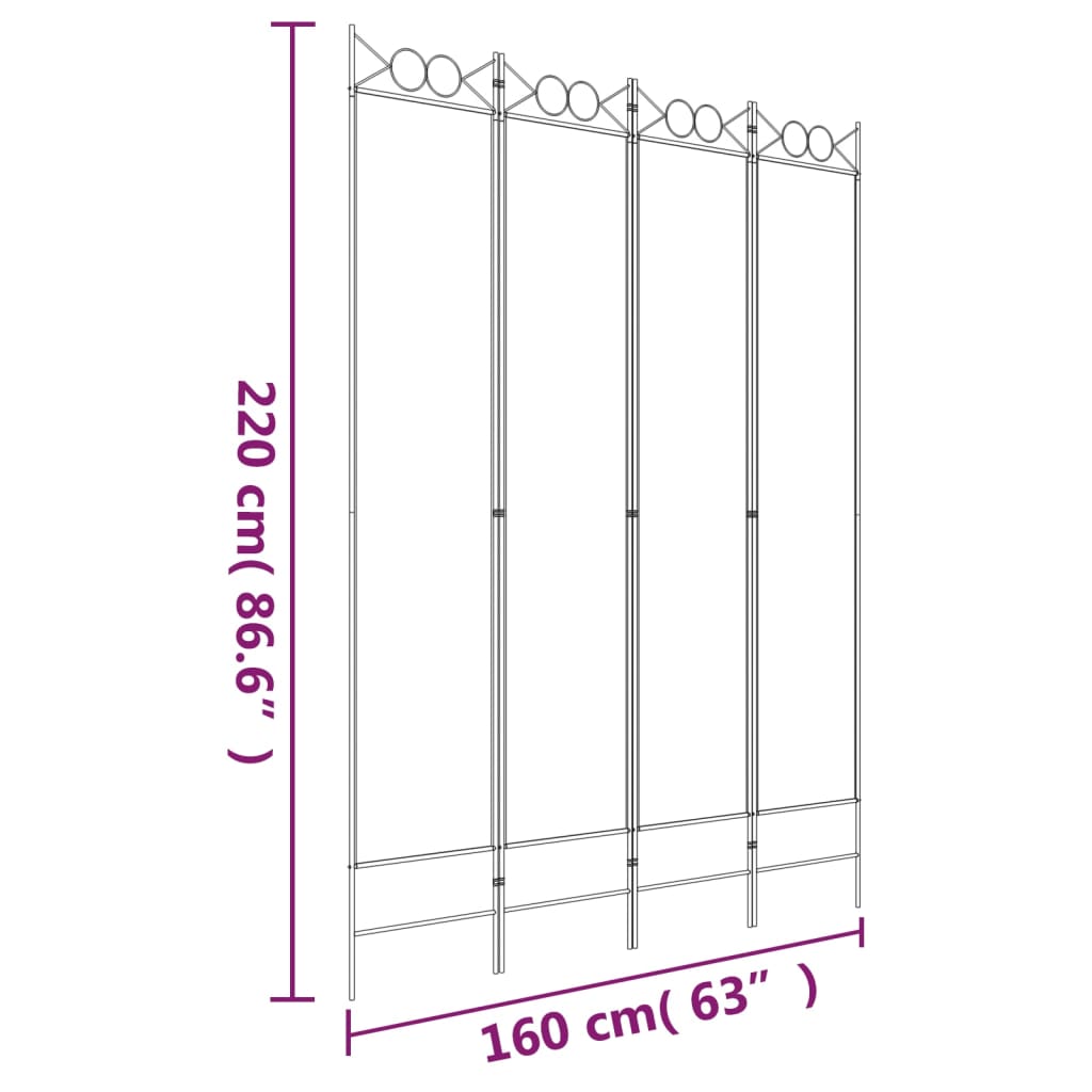 Rumsavdelare 4 paneler antracit 120x220 cm tyg