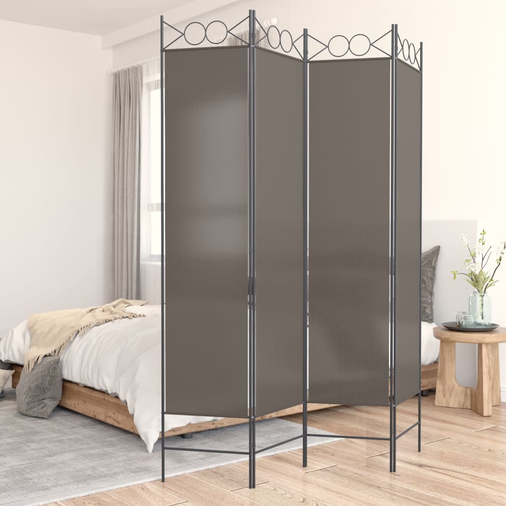 Rumsavdelare 4 paneler antracit 120x220 cm tyg