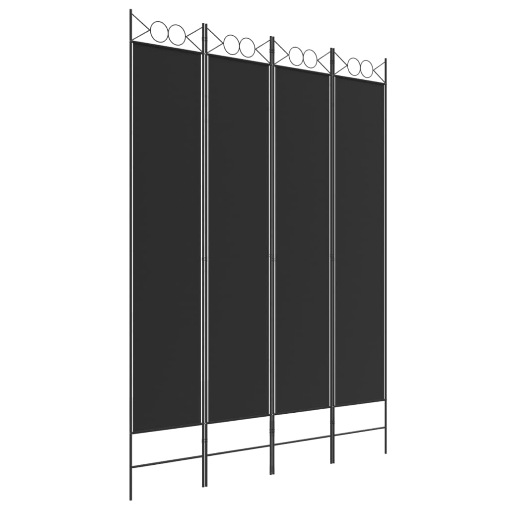 Rumsavdelare 4 paneler svart 120x220 cm tyg
