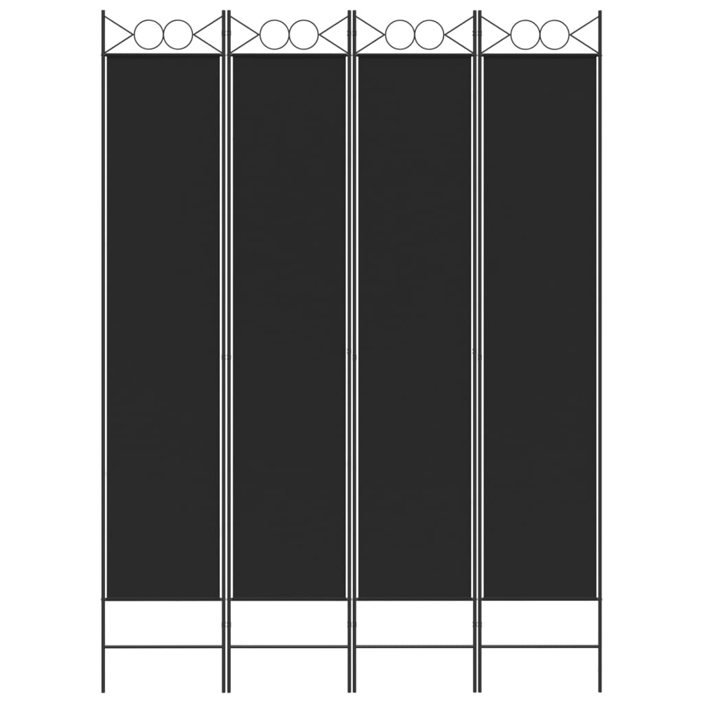 Rumsavdelare 4 paneler svart 120x220 cm tyg