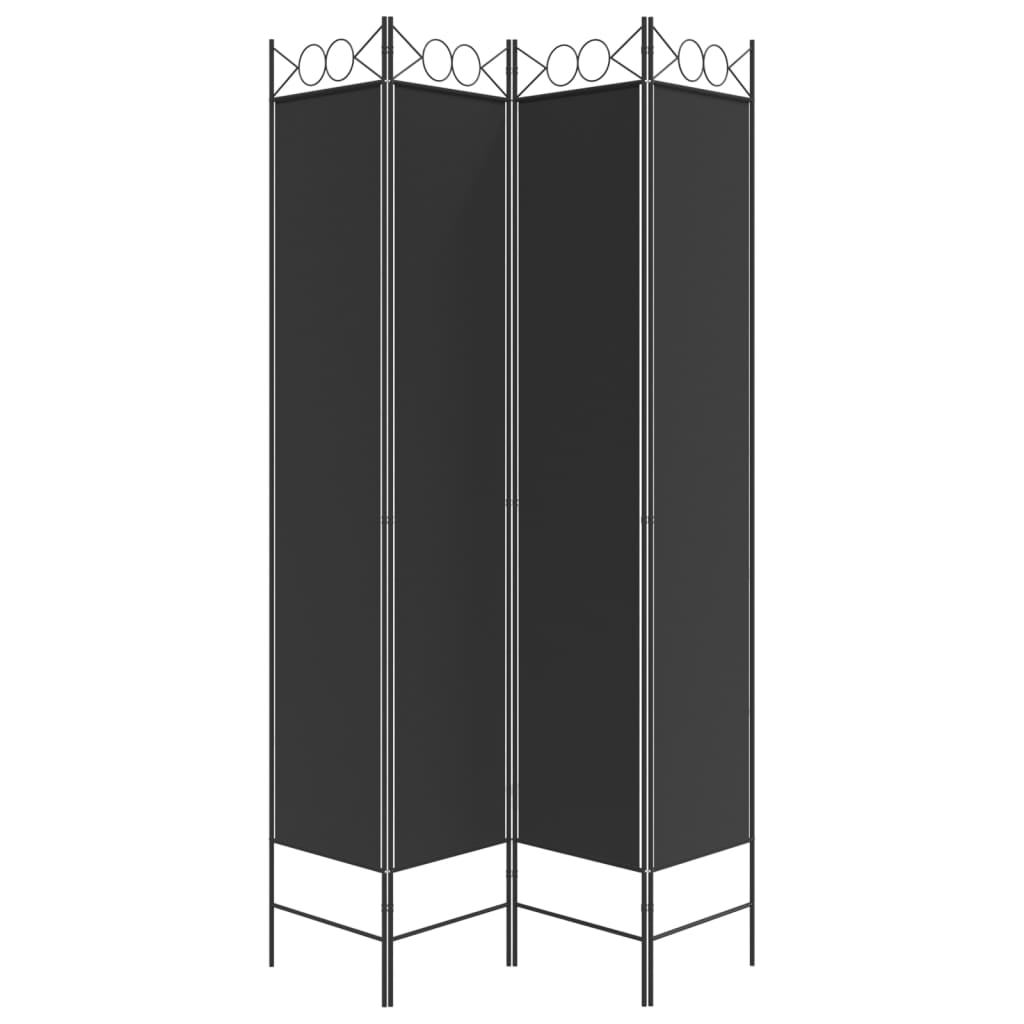 Rumsavdelare 4 paneler svart 120x220 cm tyg