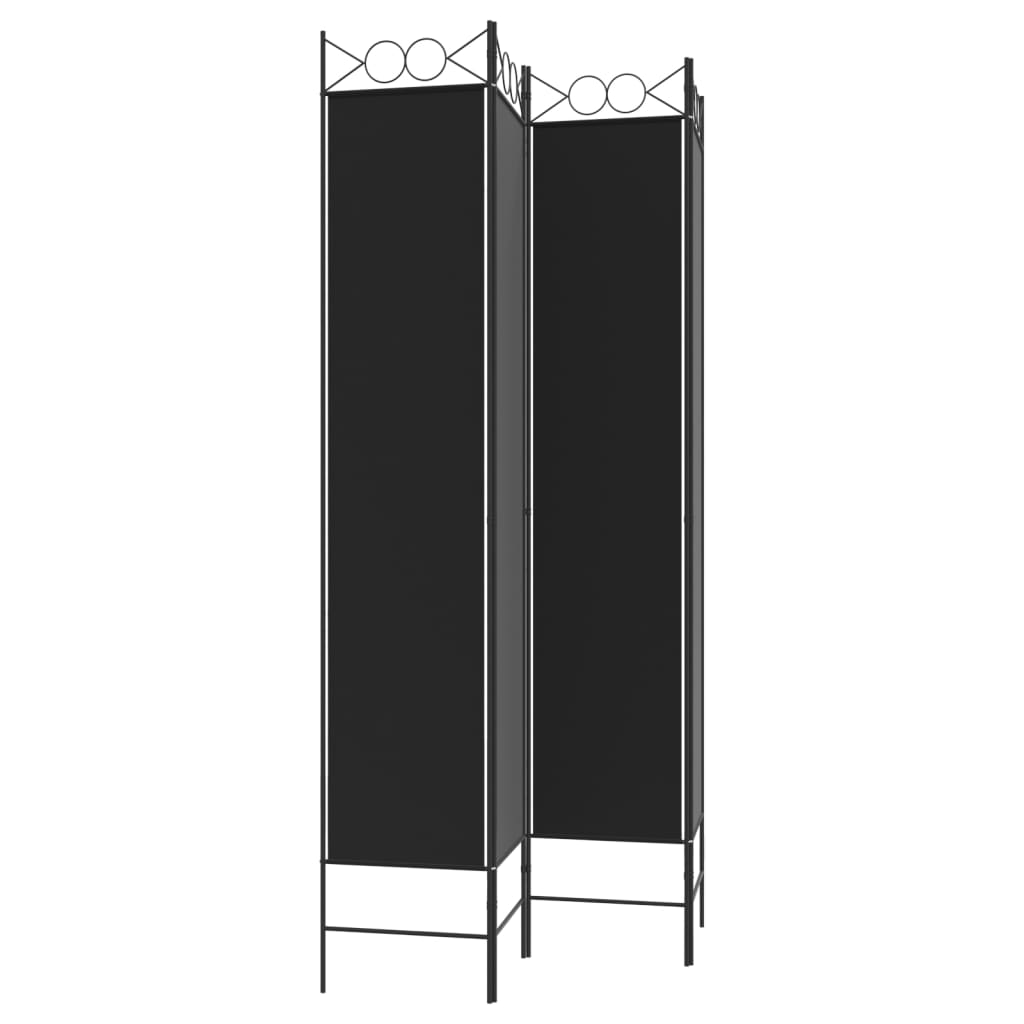 Rumsavdelare 4 paneler svart 120x220 cm tyg