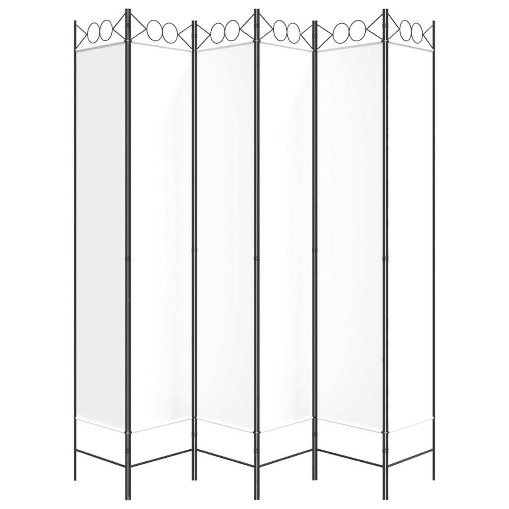 Rumsavdelare 6 paneler vit 240x220 cm tyg