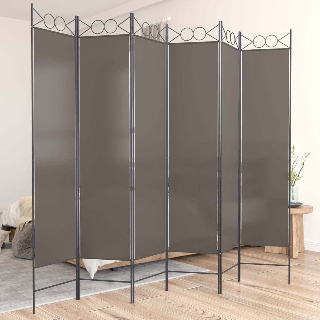 Rumsavdelare 6 paneler antracit 240x220 cm tyg
