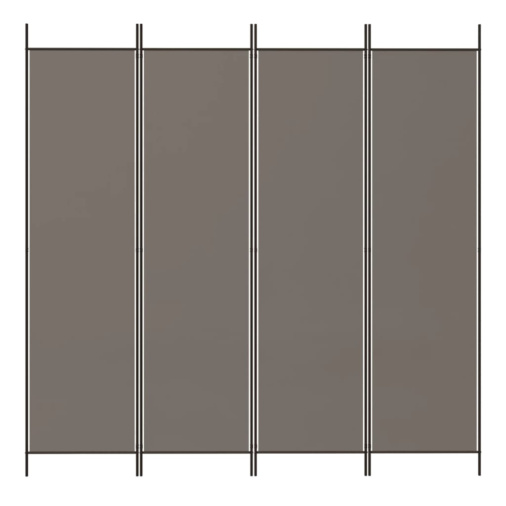Rumsavdelare 4 paneler antracit 200x200 cm tyg